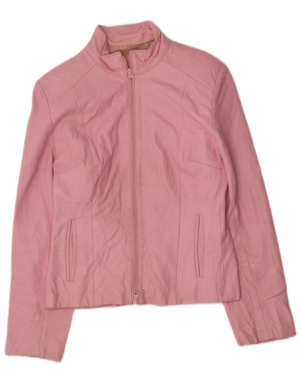 Raffaello Womens Leather Jacket UK 12 Medium Pink