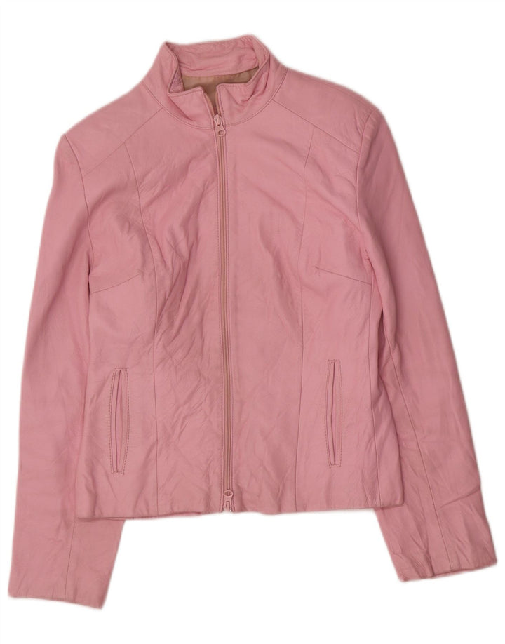 Raffaello Womens Leather Jacket UK 12 Medium Pink