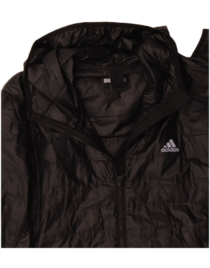 Adidas Mens Hooded Bomber Jacket UK 36 Small Black Polyester