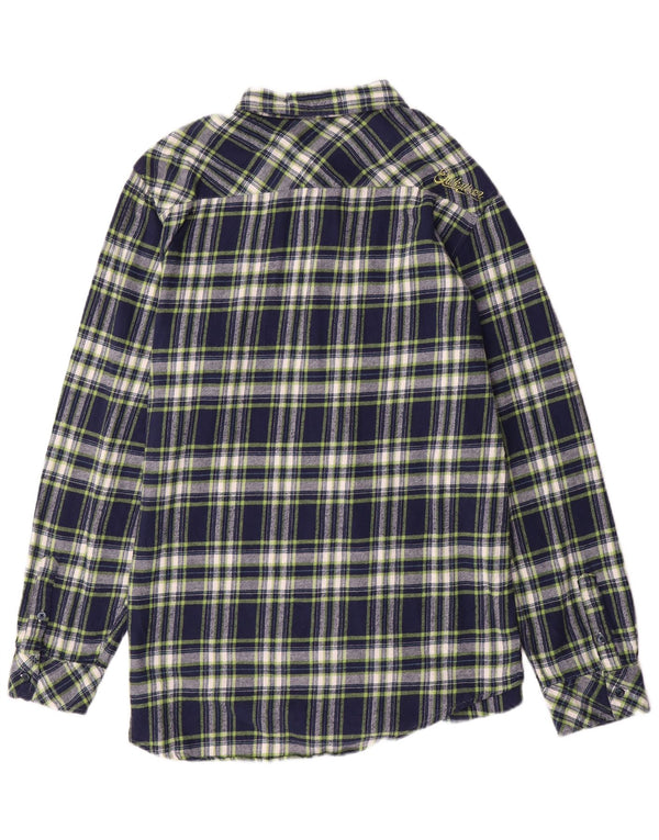 QUIKSILVER Mens Flannel Shirt XL Navy Blue Check Cotton