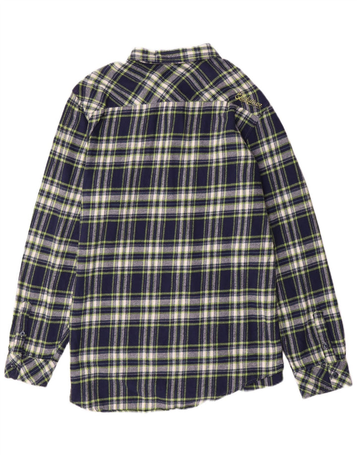 QUIKSILVER Mens Flannel Shirt XL Navy Blue Check Cotton