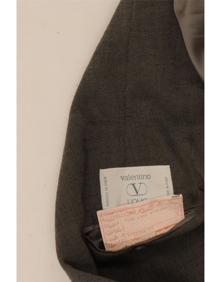 VALENTINO Mens 1 Button Blazer Jacket IT 54 2XL Grey Virgin Wool Vintage Valentino and Second-Hand Valentino from Messina Hembry 