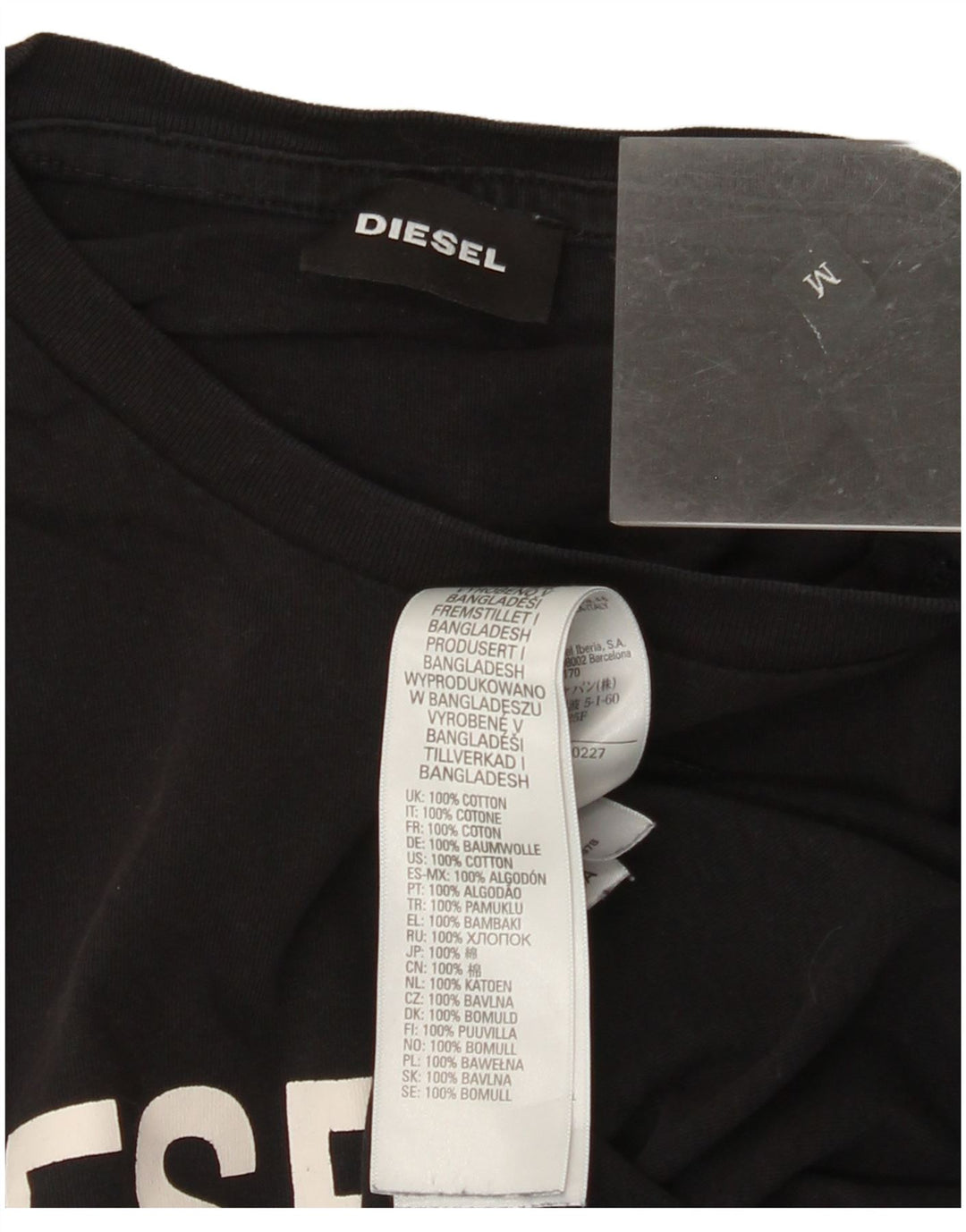 DIESEL Mens Graphic T-Shirt Top Medium Black Cotton