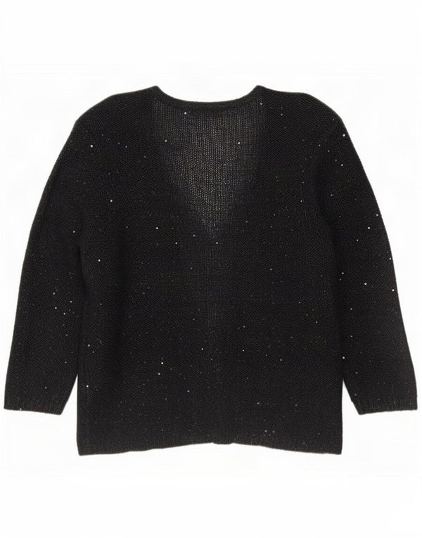 Marks & Spencer Womens Cardigan Sweater UK 14 Large Black Flecked Polyester