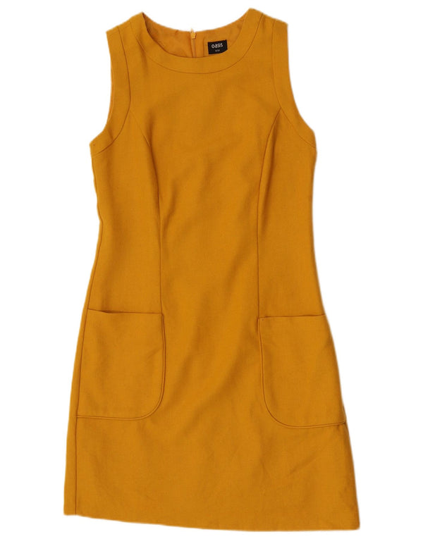 Oasis Womens Sleeveless Sheath Dress UK 8 Small Yellow Wool