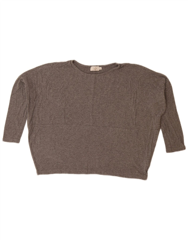DACK'S Womens Oversized Top 3/4 Sleeve UK 10 Small Grey Viscose