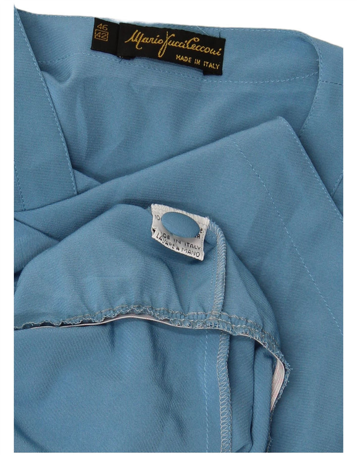 MARIO PUCCI CECCONI Womens Short Sleeve Shirt Blouse IT 42 Medium Blue