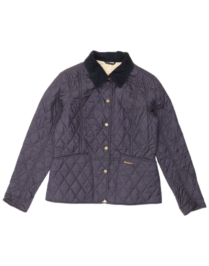 Barbour Womens Quilted Jacket UK 01 Small Navy Blue Polyamide