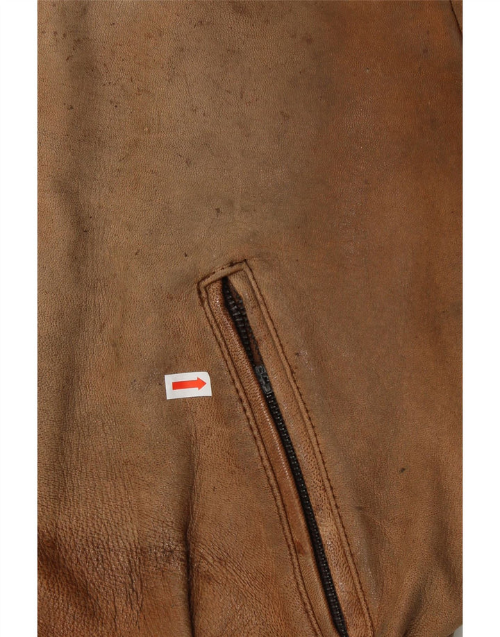 Schuh Mens Leather Jacket UK 42 XL Brown Leather