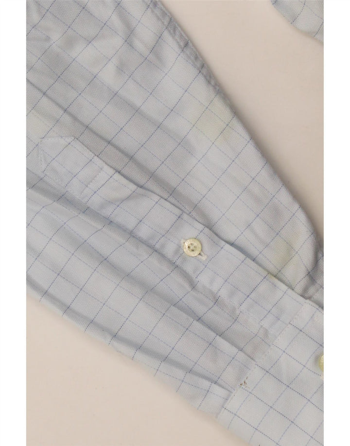 LACOSTE Mens Shirt Size 41 Large Blue Check Cotton