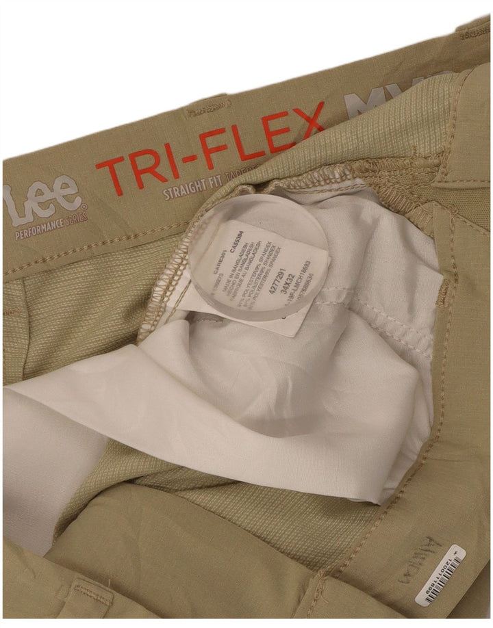 Lee Mens Tapered Straight Chino Trousers W34 L32  Beige Polyester