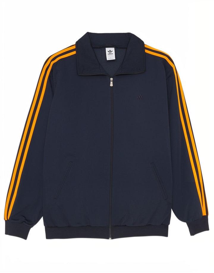 Adidas Mens Tracksuit Top Jacket UK 42/44 Large Navy Blue Polyester