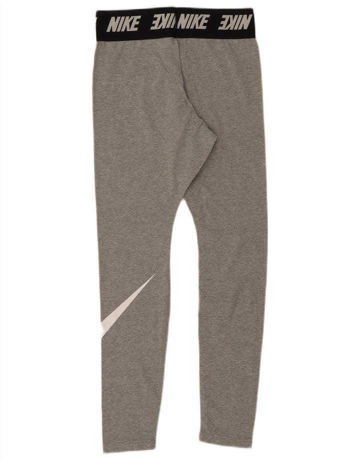 Nike Womens Graphic Leggings UK 10 Medium Grey Colourblock Cotton
