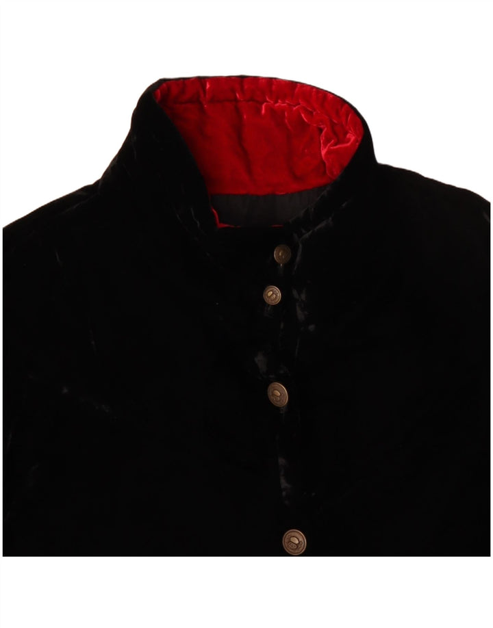 VINTAGE Womens Velvet Bomber Jacket UK 20 2XL Black