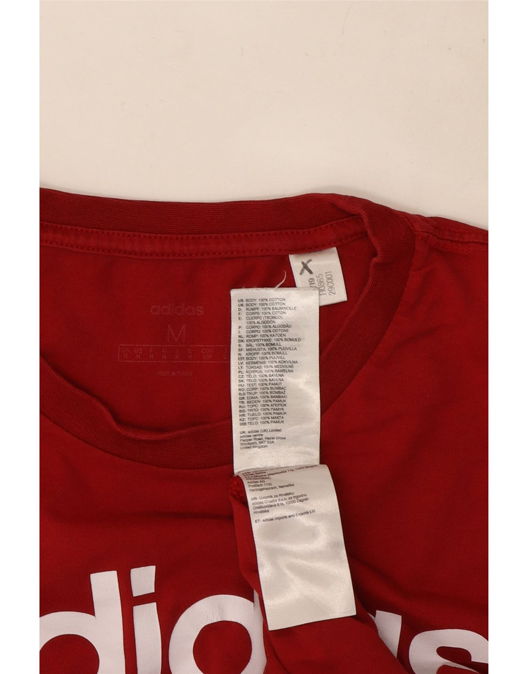 Adidas Mens Graphic T-Shirt Top Medium Red Cotton