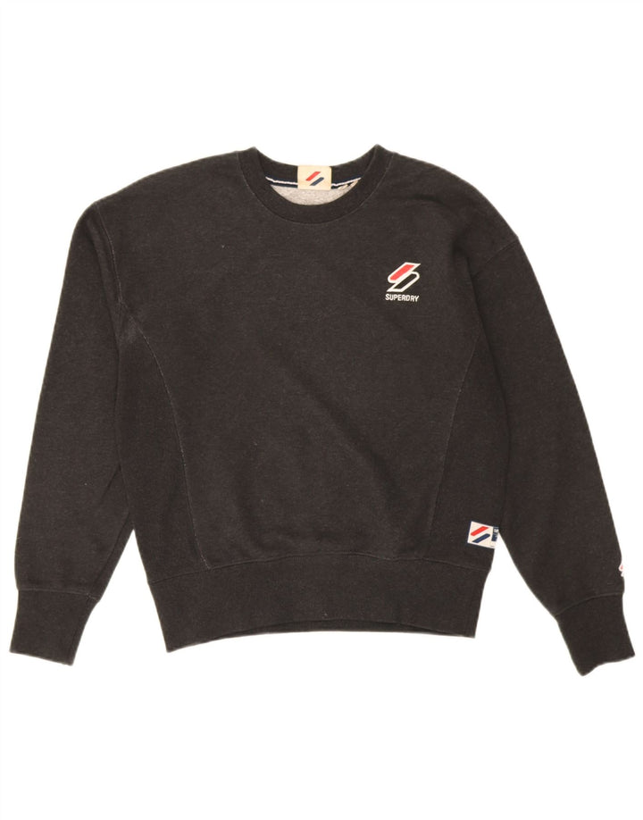 Superdry Womens Oversized Sweatshirt Jumper UK 10 Small  Black Cotton