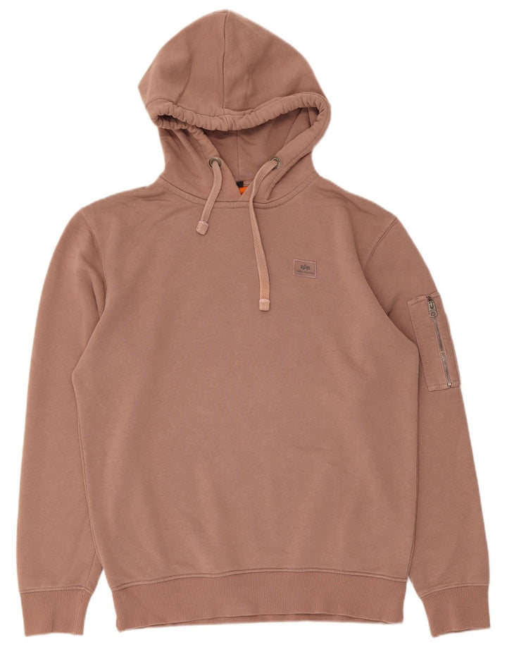 Alpha Industries Mens Hoodie Jumper Medium Pink Cotton