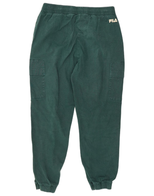 FILA Womens Joggers Cargo Trousers Small W30 L26 Green Pinstripe Cotton