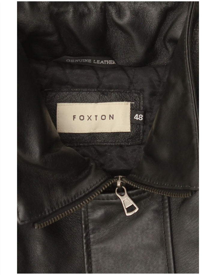 VINTAGE Mens Leather Jacket IT 48 Medium Black Leather