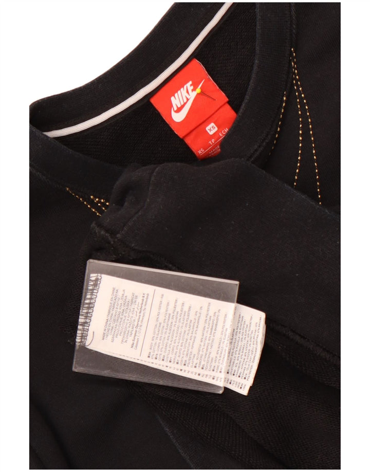NIKE Womens Graphic Oversized Sweatshirt Jumper UK 6 XS Black Cotton