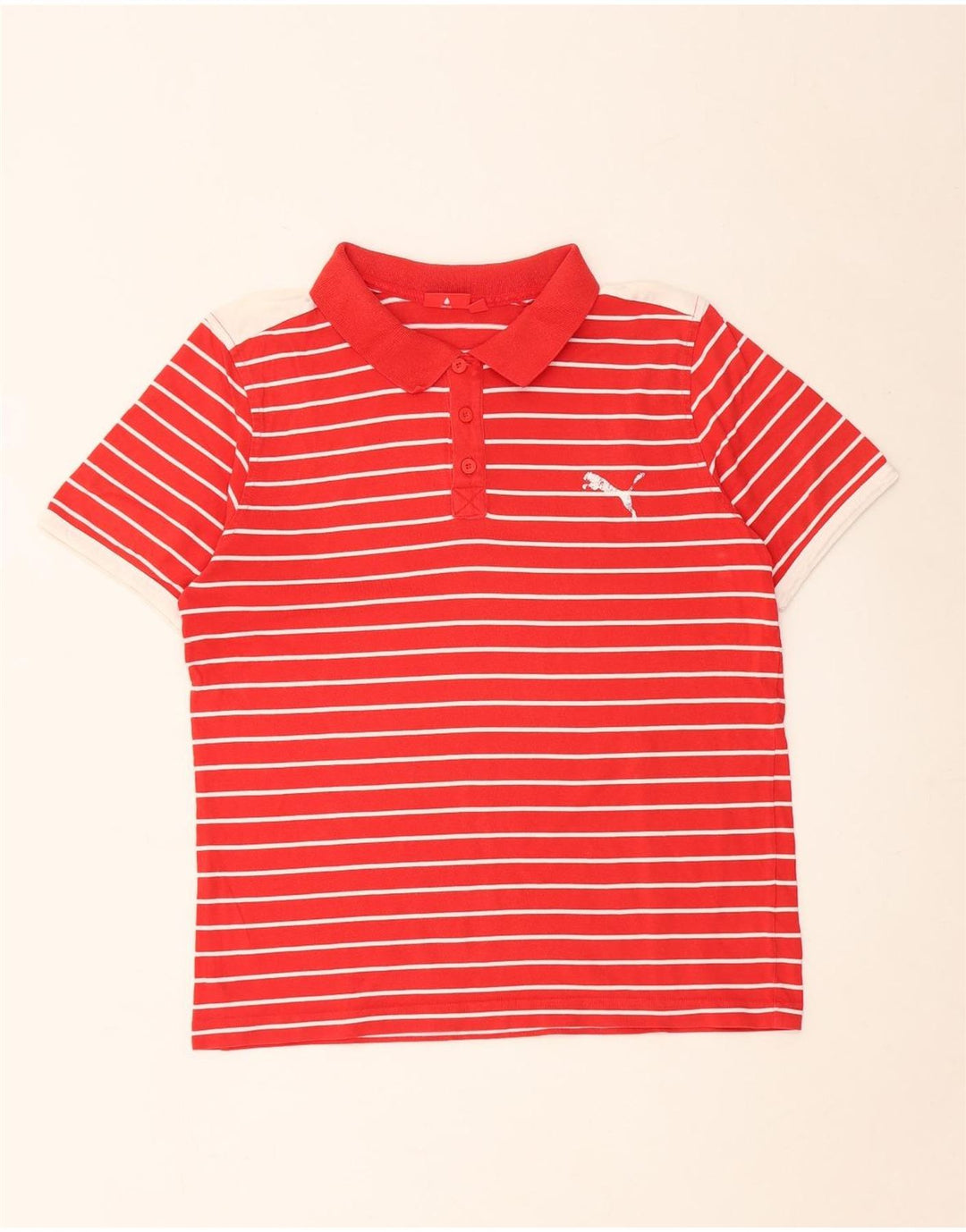 Puma Mens Polo Shirt Large Red Striped Cotton