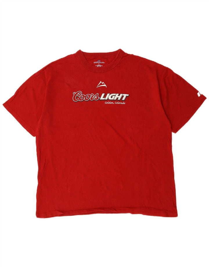 RUSSELL ATHLETIC Mens Graphic T-Shirt Top Large Red Cotton