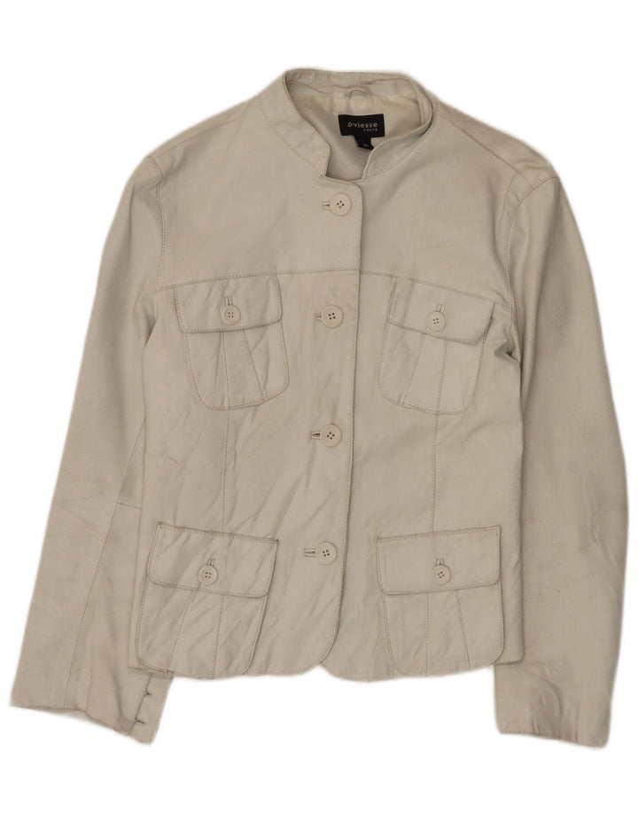 Oviesse Womens Leather Jacket IT 48 XL White Leather