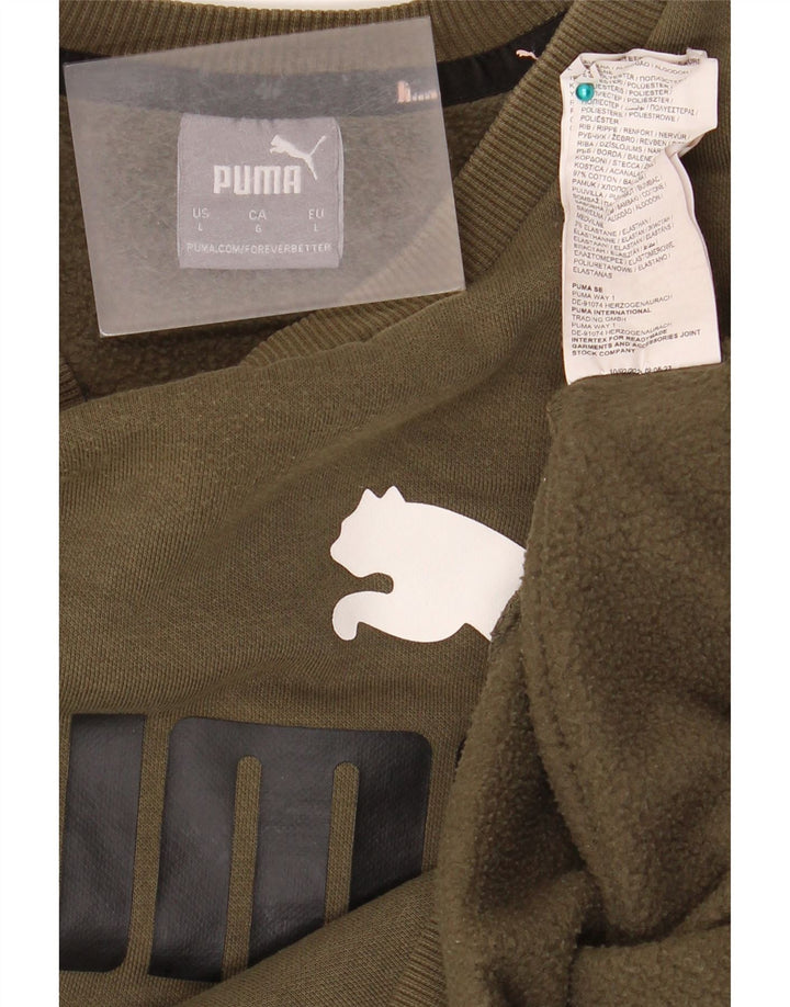 PUMA Mens Graphic Sweatshirt Jumper Large Khaki Cotton
