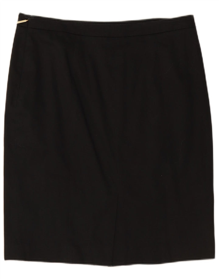 GATTINONI Womens Straight Skirt UK 14 Large W30  Black Cotton