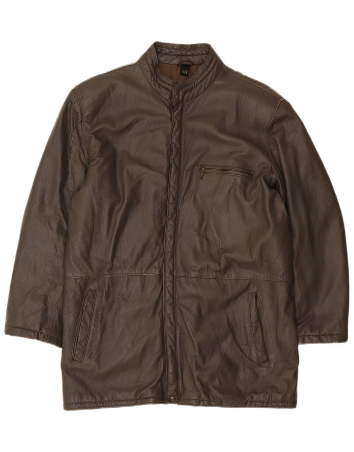 Vintage Mens Leather Jacket IT 50 Large Brown