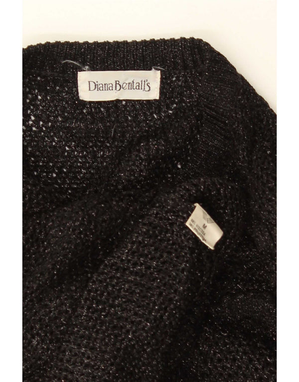 Diana Bentall's Womens V-Neck Jumper Sweater UK 14 Medium Black Floral