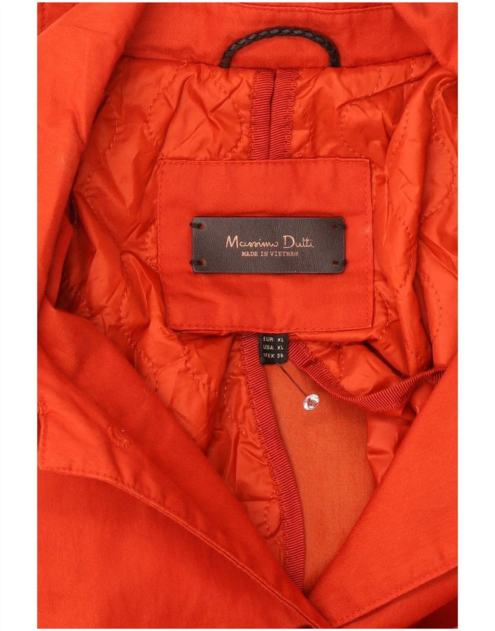 Massimo Dutti Womens Hooded Bomber Jacket UK 18 XL Orange Polyester