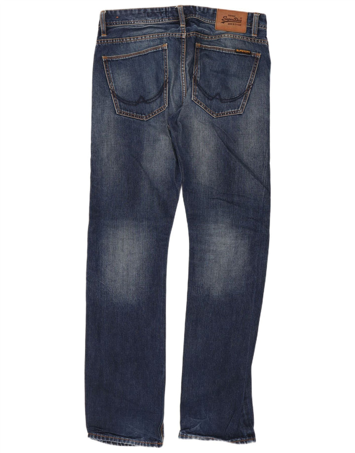 Superdry Mens Distressed Straight Jeans W32 L32 Blue Cotton