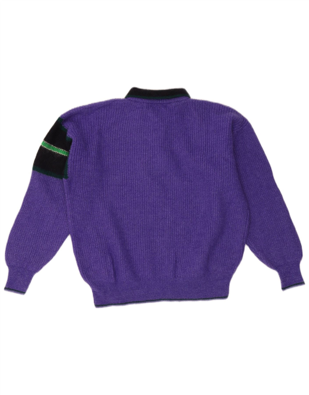 VINTAGE Mens Polo Neck Jumper Sweater Large Purple Colourblock