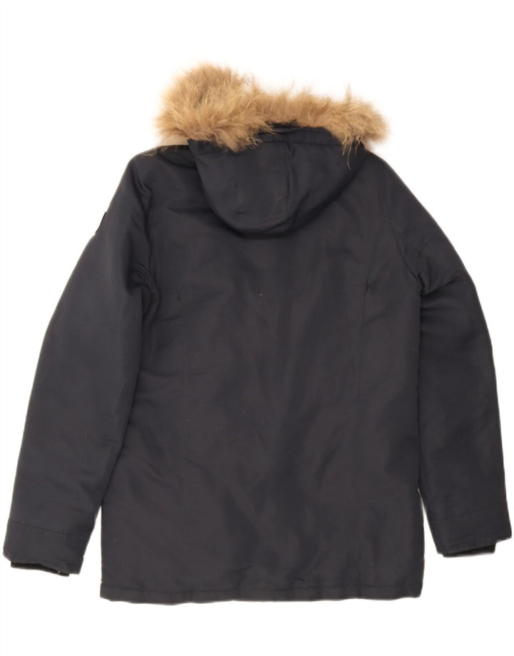 Refrigiwear Womens Hooded Padded Jacket UK 16 Large Navy Blue Polyester