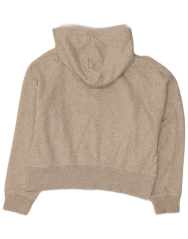 CALVIN KLEIN Womens Crop Zip Hoodie Sweater UK 10 Small Off White Flecked