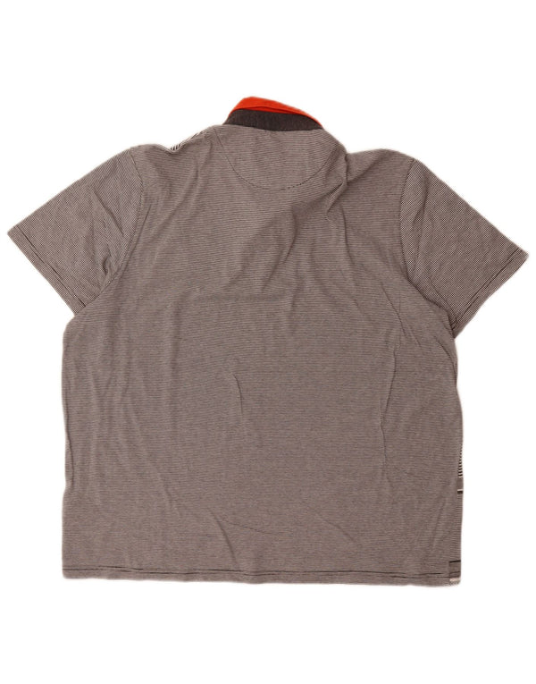 Ted Baker Mens Polo Shirt Size 6 2XL Grey Striped Cotton