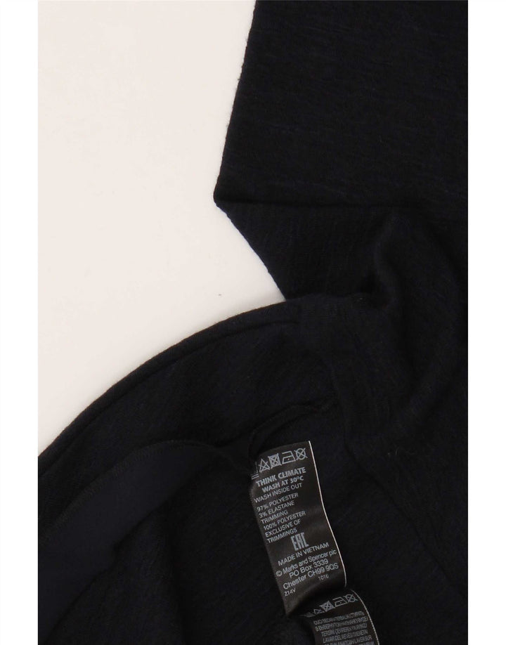 Marks & Spencer Womens Top Long Sleeve UK 14 Large Navy Blue Polyester