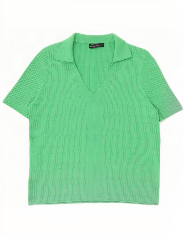 Marks & Spencer Womens Polo Shirt UK 16 Large Green Viscose