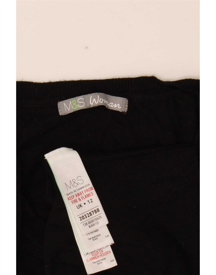 Marks & Spencer Womens Crop V-Neck Jumper Sweater UK 12 Medium Black
