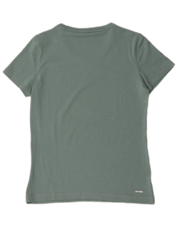 Adidas Womens Climalite T-Shirt Top UK 12/14 Medium Green Cotton