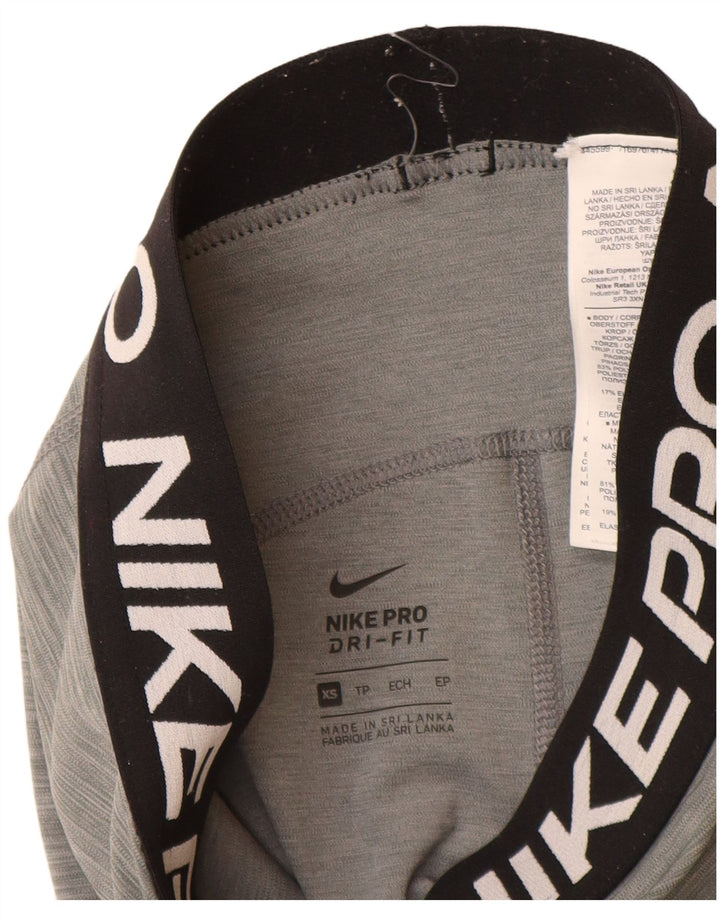 Nike Womens Dri Fit Graphic Leggings UK 6 XS  Grey Polyester