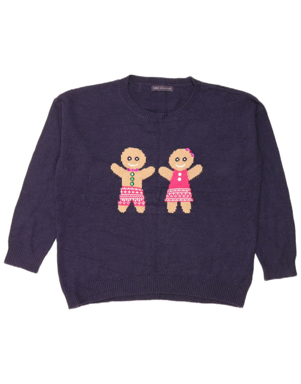 Marks & Spencer Womens Crew Neck Jumper Sweater UK 16 Large Navy Blue