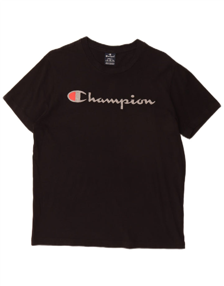 CHAMPION Mens Graphic T-Shirt Top Small Black Cotton