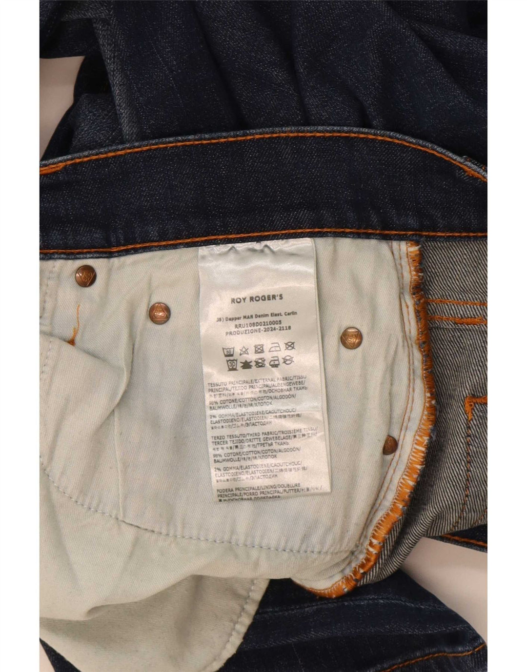 Roy Rogers Mens Slim Jeans W35 L30 Blue Cotton