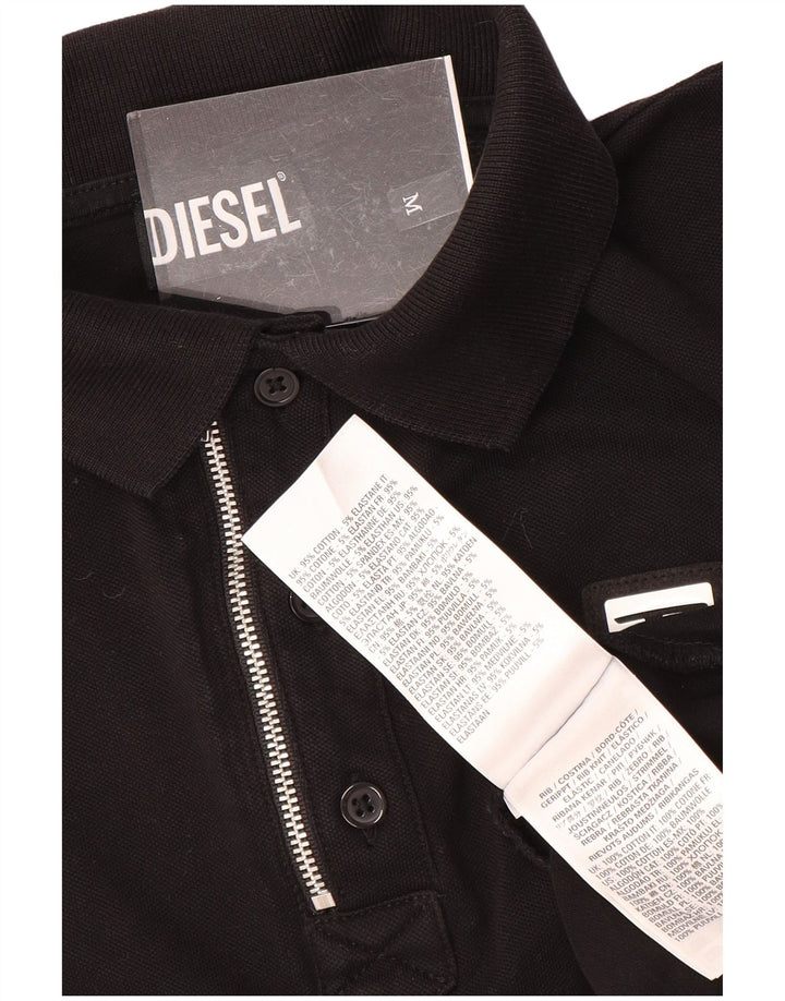 DIESEL Mens Polo Shirt Medium Black Cotton