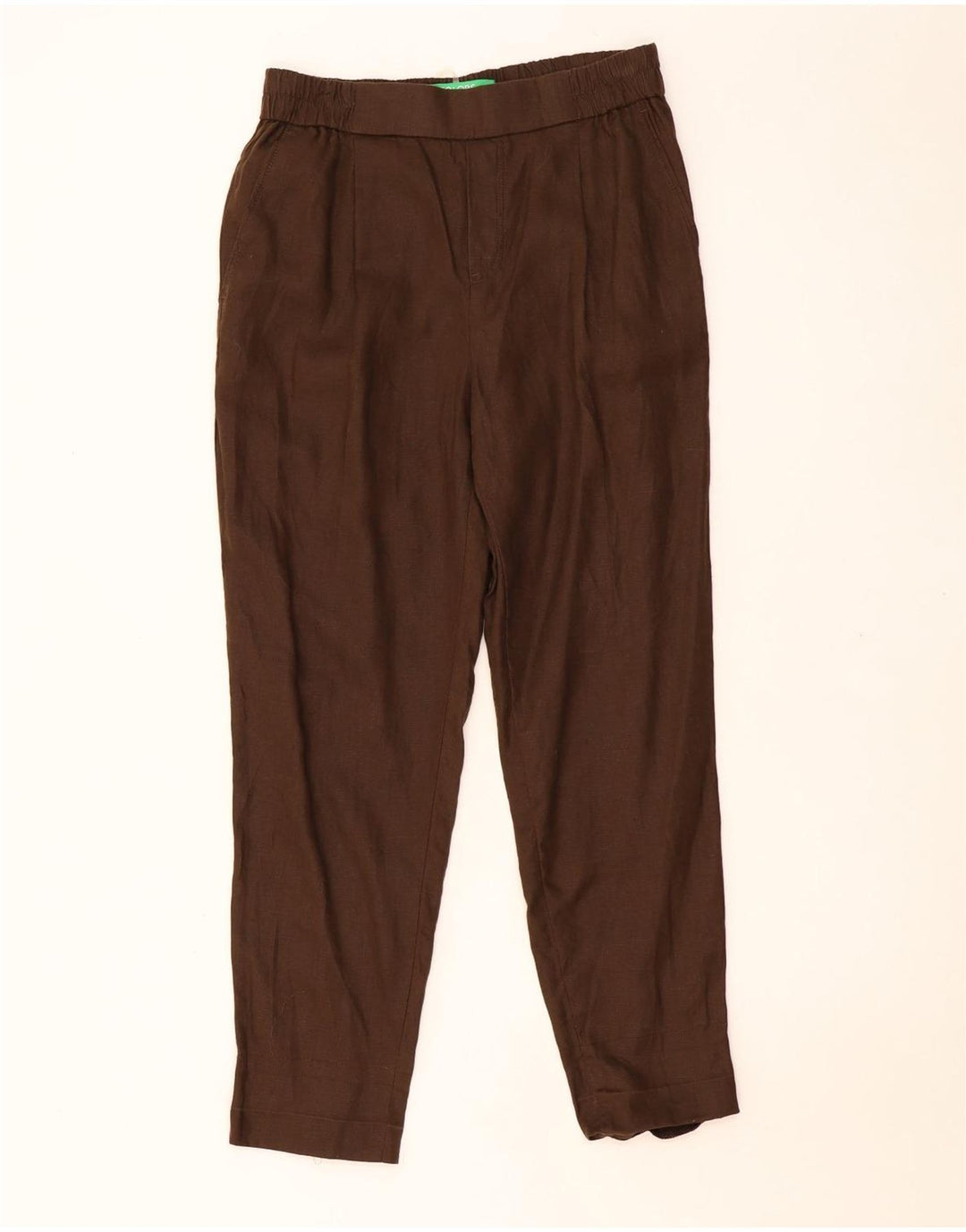 BENETTON Womens Tapered Chino Trousers Medium W28 L27 Brown Linen