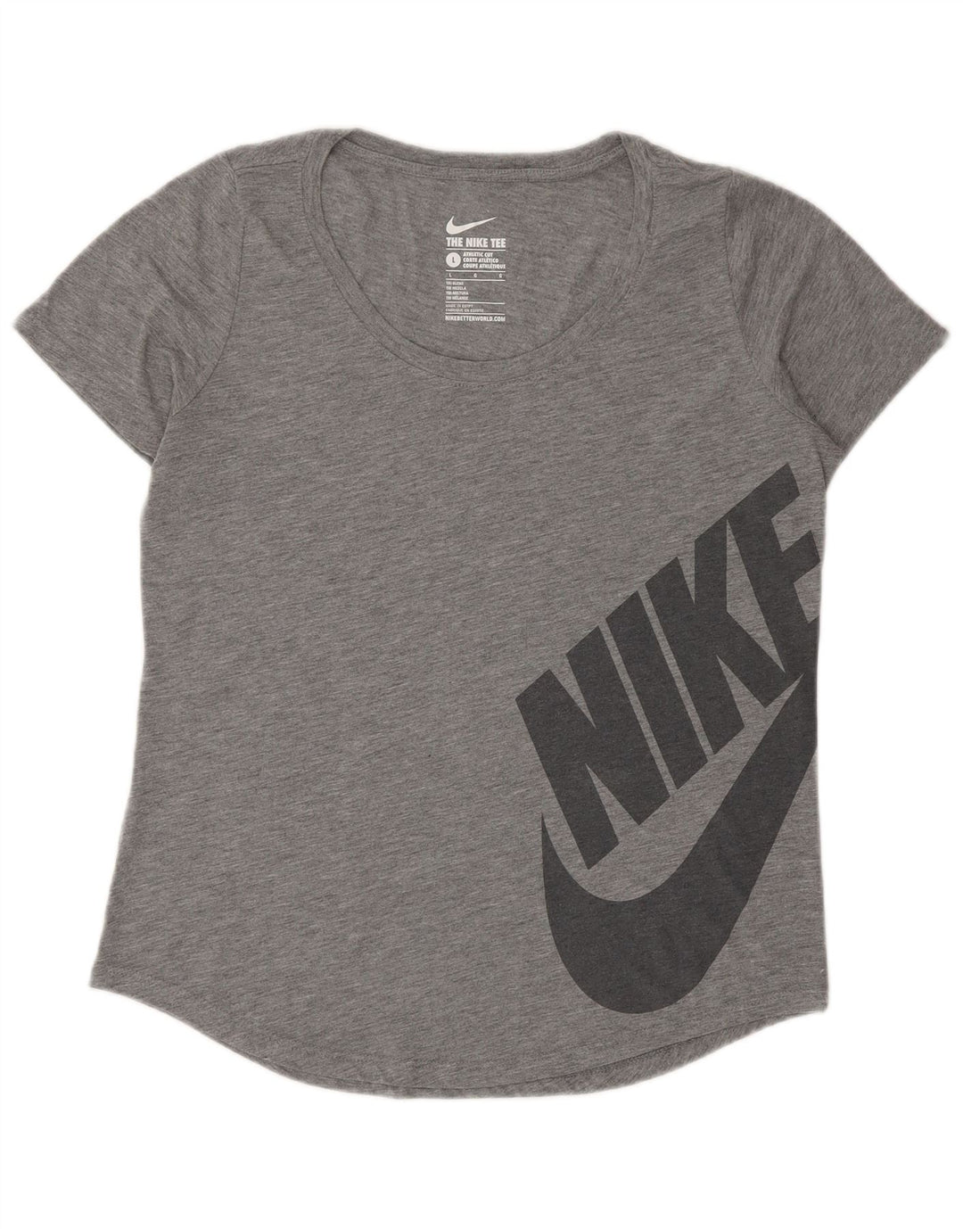 NIKE Womens Athletic Cut Graphic T-Shirt Top UK 14 Large Grey Polyester