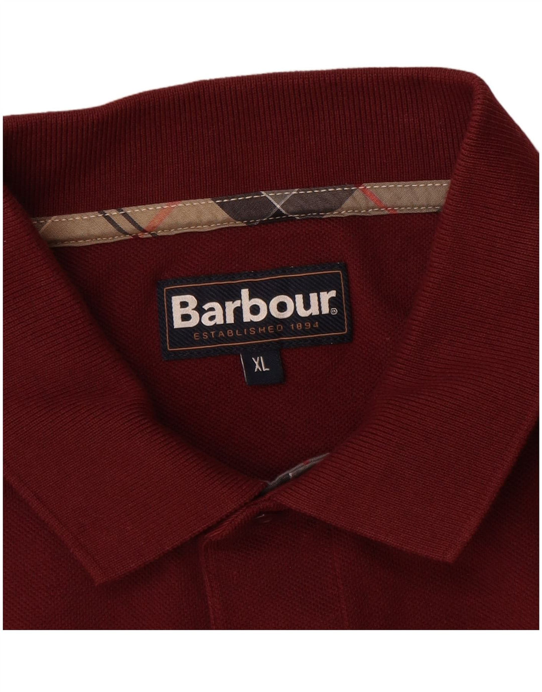 BARBOUR Mens Long Sleeve Polo Shirt XL Burgundy Cotton
