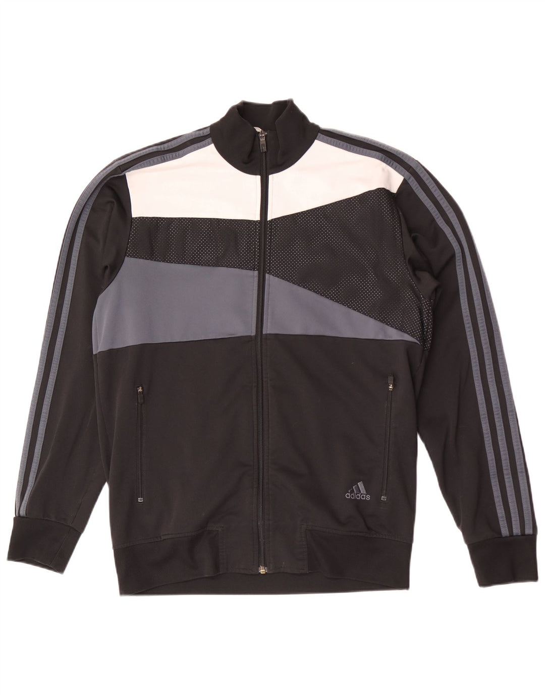 Adidas Mens Tracksuit Top Jacket UK 40/42 Medium Black Colourblock